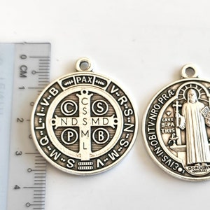 Saint Benedict Medal: Silver Tone Pewter, Exorcism Protection (2-20 Pcs)