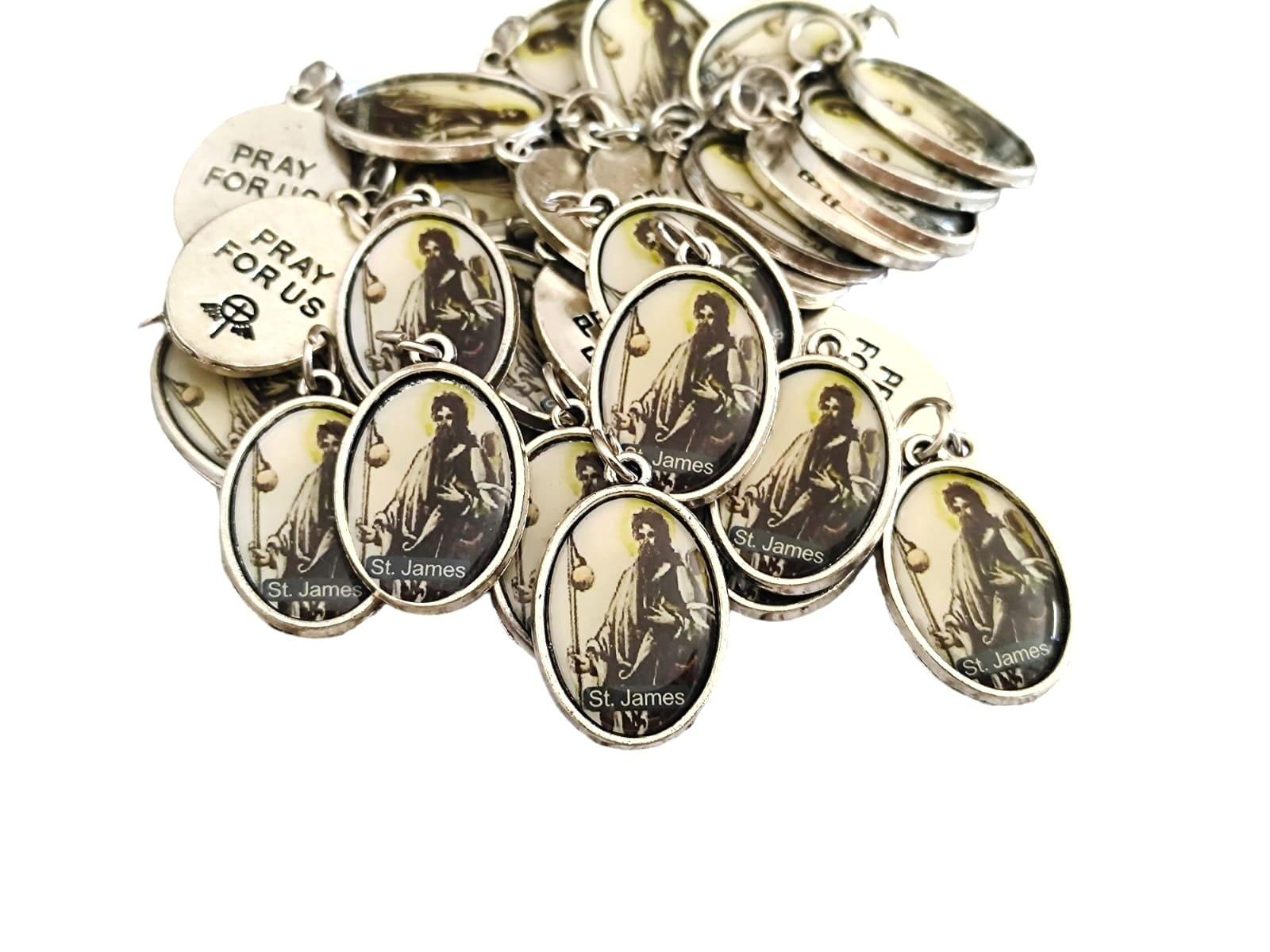 Medaglia Di San Giacomo Apostolo In Ottone Argentato - 18mm, Made In Italy, Con Gancio - Foto 7