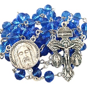 Holy Face rosary Handmade rosary , Pardon crucifix rosary, Most , Miraculous Medal St Benedict rosary medals cross