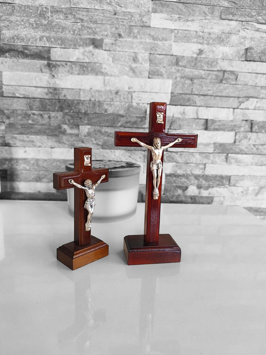 Handcrafted Wooden Table Cross With Metal Crucifix - Etsy