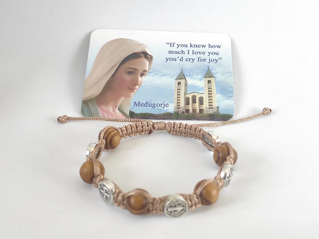 Catholic St. Benedict Bracelet Rosary With Olive Wood Beads and St ...