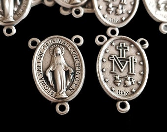 Wholesale Center for Rosary Miraculous Medal, DIY Rosary Parts, Rosary Centrepiece in silver tone, Raw materials for religious jewerlry