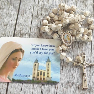 Rosario in pietra della Vergine Maria Medjugorje, fatto a mano cattolico Pietra Roks Nostra Signora Carta regalo sacra