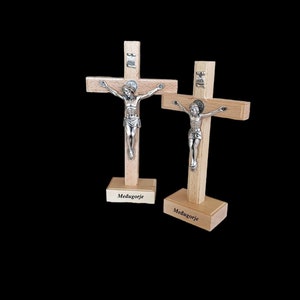 St Benedict crucified  Wood Cross Standing cross Handcrafted Table Cross, Altar Saint Cross, Wooden Cross