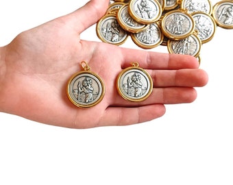 Lot De 3 Médailles Religieuses Plaquées Argent - Saint Michel Et Saint Christophe, 1,2 Pouces - Neuf