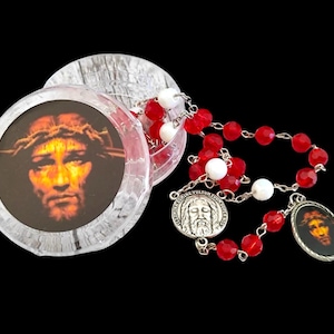 Precious Blood of Christ Chaplet Rosary  Handmade Holy Face  medals