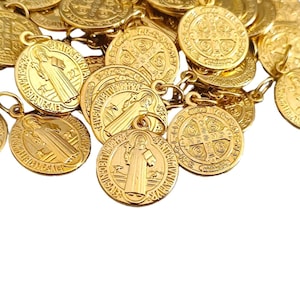 Saint St Benedict Medals Gold color  10, 20, 30 pcs Holy medals, catholic medals Rosary Part