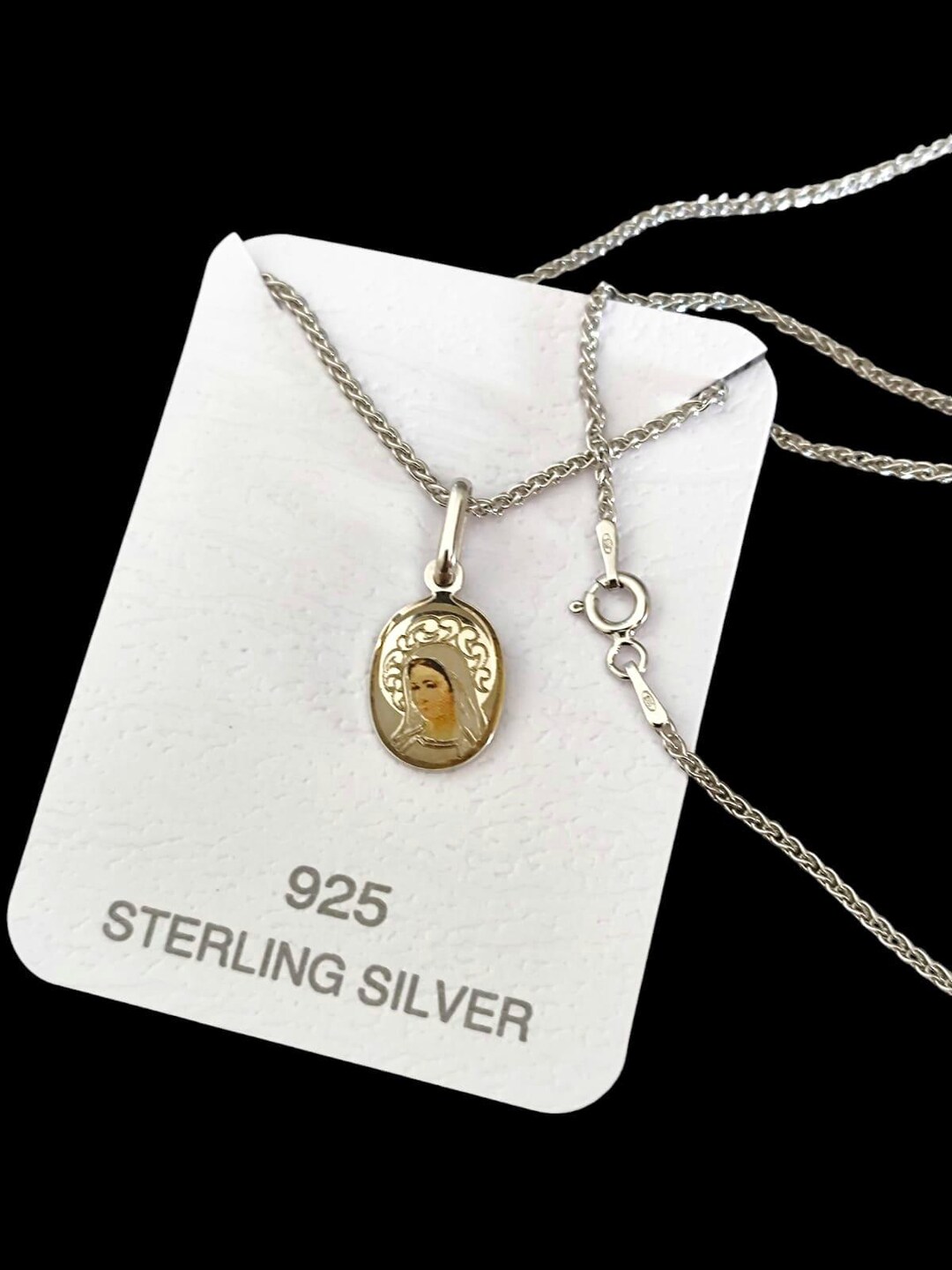 925 Sterling Silver Virgin Mary Necklace / Religious Necklace ...