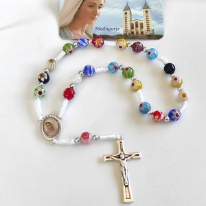 Rosario Católico de Murano Coronilla de la Paz Rosarios de Cristal de Murano Medjugorje Nuestra Señora Virgen María