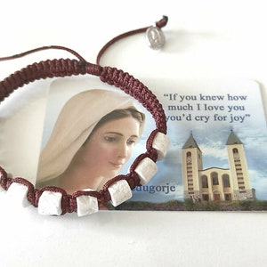 Bracciale cattolico Rosario Coroncina Apparizione Collina Pietra di Medjugorje Medaglia Nostra Signora /Vergine Maria + Buono regalo sacro
