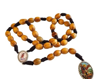 St Michael The Archangel Rosary Chaplet, Wooden Rosary Catholic Prayer