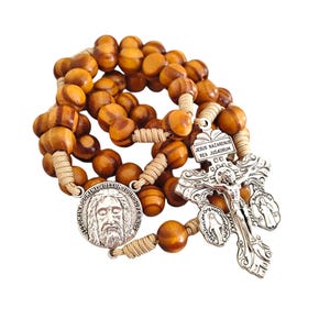 Pardon crucifix rosary Holy Face rosary Handmade wooden rosary , Most , Miraculous Medal St Benedict rosary medals cross rosary for man