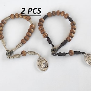 Saint Padre Pio ROSARY Chaplet BLESSED Beads Wood