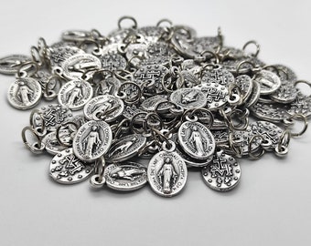 Lot Bulk 15/25/50/100/200 Pcs Silver Tone Our Lady Miraculous Medals Pendants Charms-Blessed
