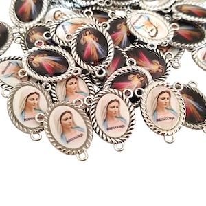 Centro de venta al por mayor de intersectores para la medalla del rosario de la Virgen María, piezas del rosario para hacer uno mismo, centro de mesa del rosario para joyería religiosa, medallas de Jesús