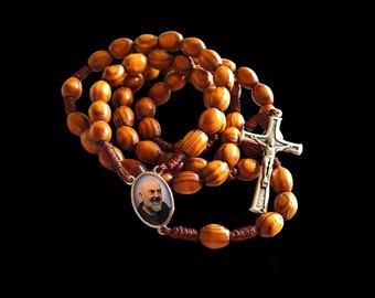 Saint Padre Pio ROSARY  Beads Olive Wood Gift