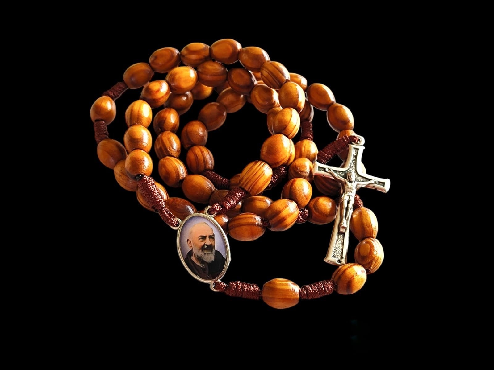 Collier Padre Pio En Couleurs Avec Médaille 5 X 3 Cm