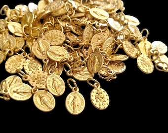 Miraculous Medals Lot Bulk 15/25/50/100 Pcs Gold Tone Our Lady Miraculous Medals Pendants Charms-Blessed