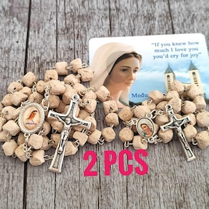 Rosario in pietra della Vergine Maria Medjugorje Pace 3x7, rosario cattolico fatto a mano Ston Roks Carta regalo sacra