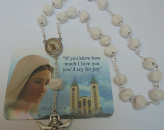 Peace Stone Rosary of Our Lady of Medjugorje handmade OF STONE - holy spirit