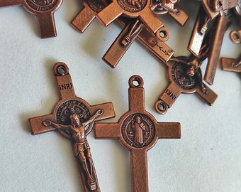 LOT SET 10,20,30,50,100 St Saint Benedict Crucifix Cross   Rosary Pendant 1.5 inc