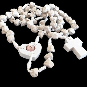 Chapelet des Apparitions en pierre de Medjugorje fait main + carte-cadeau Holy