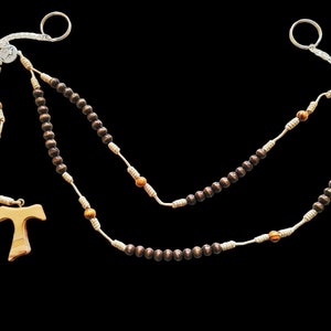 BELT HABIT ROSARY Franciscan Crown Rosary Decade Tau cross Olive Wood Beads