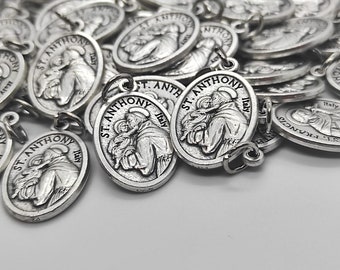 St Anthony medals Lot Bulk 15/25/50/100 Pcs Silver Tone   Medals Pendants Blessed Medallas