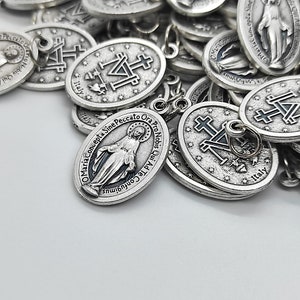 Lot Bulk 15/25/50/100 Pcs Silver Tone Our Lady Miraculous Medals Pendants Charms-Blessed