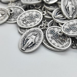 Lot bulk 15/25/50/100 stuks zilverkleurige onze-lieve-vrouw wonderbaarlijke medailles hangers Charms-Blessed