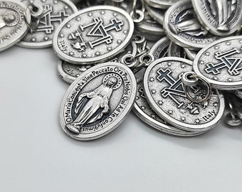 Lot Bulk 15/25/50/100 Pcs Silver Tone Our Lady Miraculous Medals Pendants Charms-Blessed