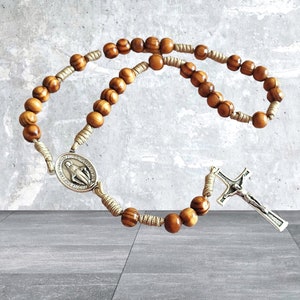 Rosary Chaplet of Conversion, handmade chaplet, Olive wood beads, miraculous Virgin Mary medal