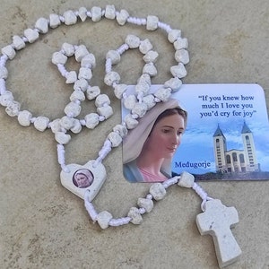 Stone Medjugorje Apparition Hill Rosary Handmade Stone Roks + Holy Gift Card