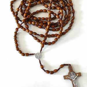 20 Decade Rosary Sacred Mysteries WOOD beads 58 inc
