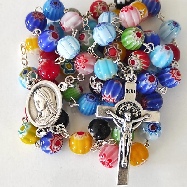 Murano Catholic Rosary Murano Crystal Glass Rosaries Medjugorje St Benedict