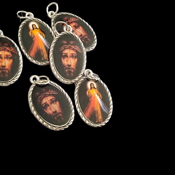 Holy Face medals Precious Blood of Christ Medal Holy Face Jesus Merciful Jesus 5 Pcs