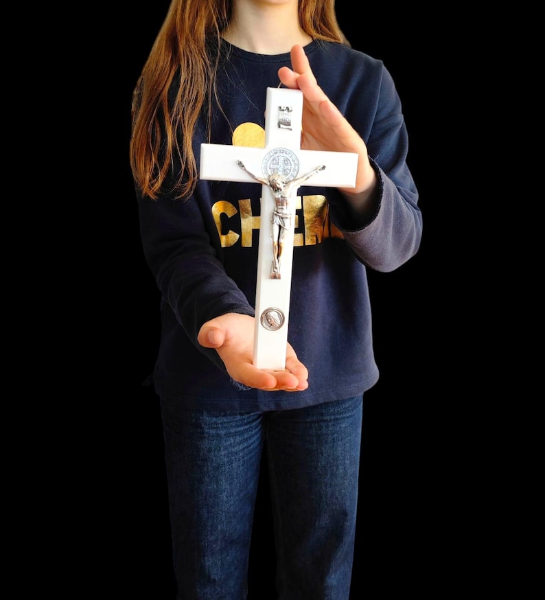 St. Saint Benedict Wall Hanging cross crucifix HANDMADE of wood