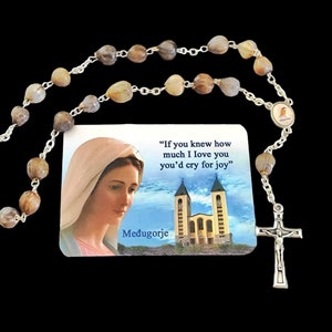 Coroncina della Pace Medjugorje, rosario con le Lacrime di Giobbe Rosario fatto a mano Medjugorje 7 Pater 7 Ave 7 Gloria + regalo santino