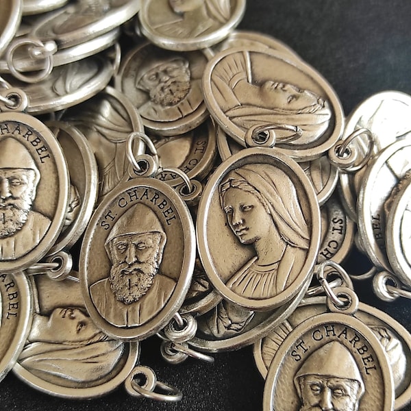 Caja de medallas ST CHARBEL 10, 20, 50, 100 piezas Medallas santas, medallas católicas, medallas de san Charbel