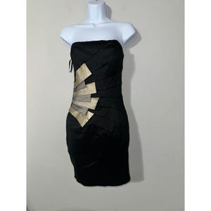Jessica McClintock Black Gold Strapless Mini Dress Size 10 Party