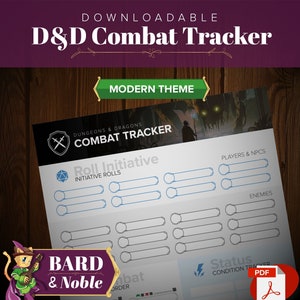 Modern Theme D&D Combat Tracker - Digital Editable pdf / Dungeons and Dragons / Downloadable / TTRPG / DM Tools/ Dungeon Master