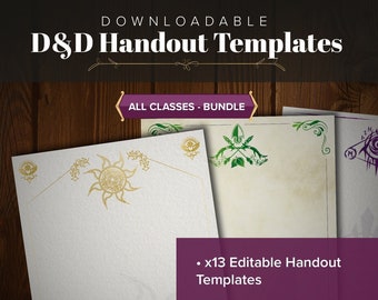 D&D Downloadable PDF Word Class Based Handout Templates / Dungeon Master / World Building / Editable / Word Document / Letterheads / DM Tool