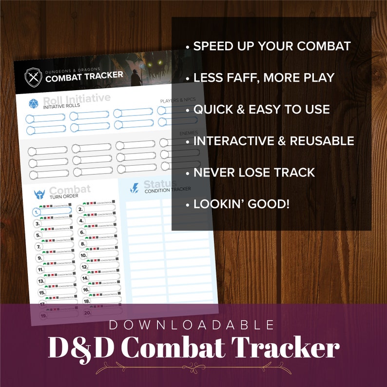 Modern Theme D&D Combat Tracker - Digital Editable Pdf / Dungeons and ...