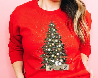Christmas Tree Sweatshirt, Christmas Sweater, Christmas Crewneck, Christmas Tree Sweatshirt, Holiday Sweaters for Women, Winter Sweatshirt