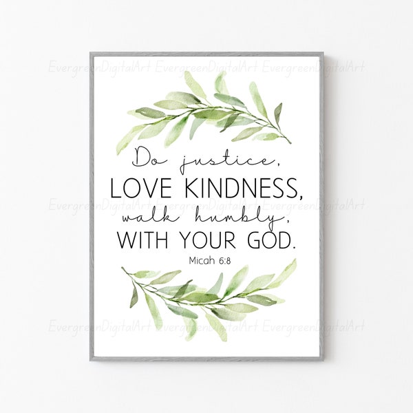 Micah 6:8 | Do justice, love kindness, walk humbly, with your God. | Christian Artwork | Wreath Home Decor | Bible Wall Art