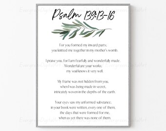 Psalm 139: 13-16 | Before I Formed You Digital Print | Pro- life Wall Art | Created by God