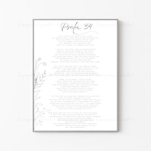 Psalm 34 | Psalm 34 Digital Download | Psalm Wall Art | Bible Verse Wall Art | Taste and See That the Lord Is Good | Christian Prints