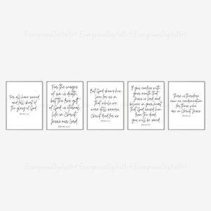 Romans Road to Salvation | Faith Posters | Romans 3 | Romans 6 | Romans 5 | Romans 10 | Romans 8 | Bible Verse Digital Downloads | Wall Art