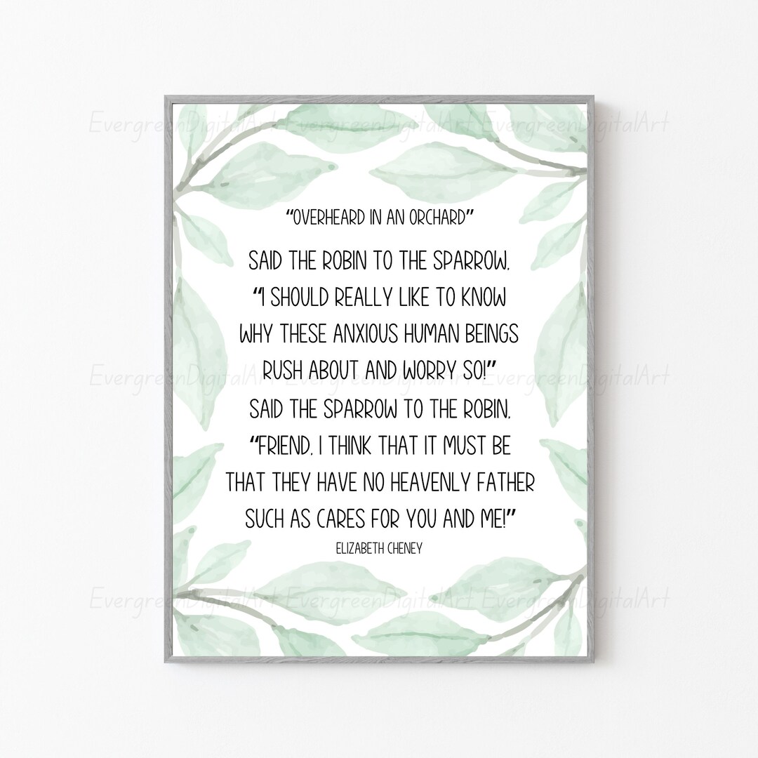 Said the Robin to the Sparrow | Poem by Elizabeth Cheney | Christian ...