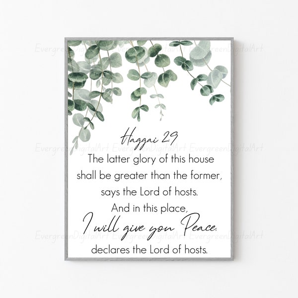 Haggai 2:9 | And in this place I will give peace declares the Lord of hosts. | Christian Décor | Faith Wall Art | Bible Verse Download